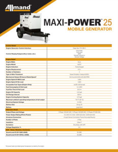 Allmand - Maxi Power 25 Tech Sheet - Cover