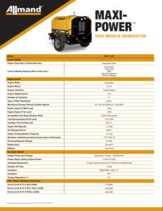 Allmand - Maxi Power 15xr Tech Sheet - Cover